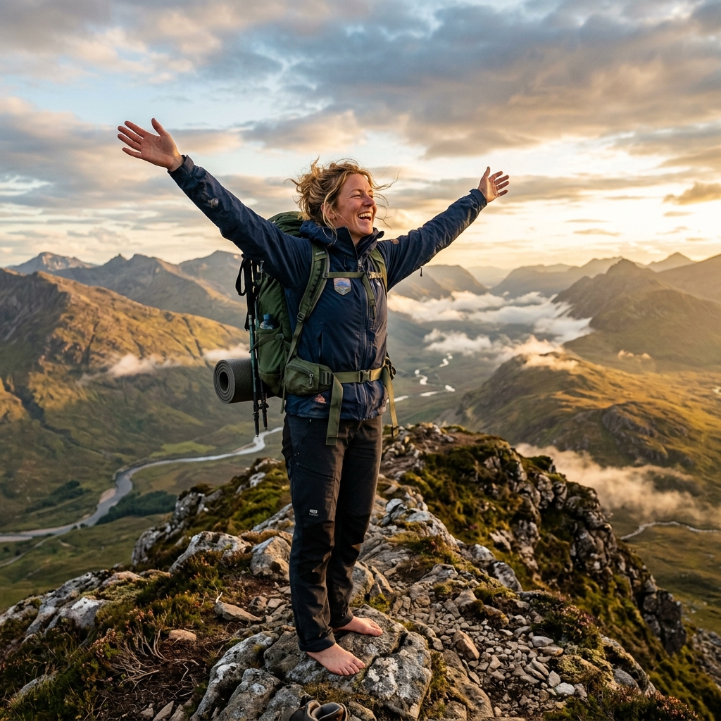 Traveller experiencing freedom in the hills